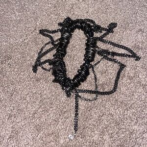 Glennyth B costume jewlery - black and pewter chained bracelet